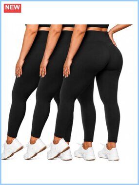 Plus Size High Waisted Leggings for Women 3 Pack Stretchy